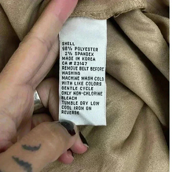 VTG Talbots Faux Suede Button Up Dress Sz 2 Long Sleeve Collared Pockets Petites - Picture 5 of 11